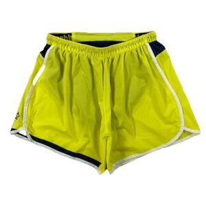 Rabbit Running Shorts Women's Large Neon Yellow Brief Lined Zipper Pocket